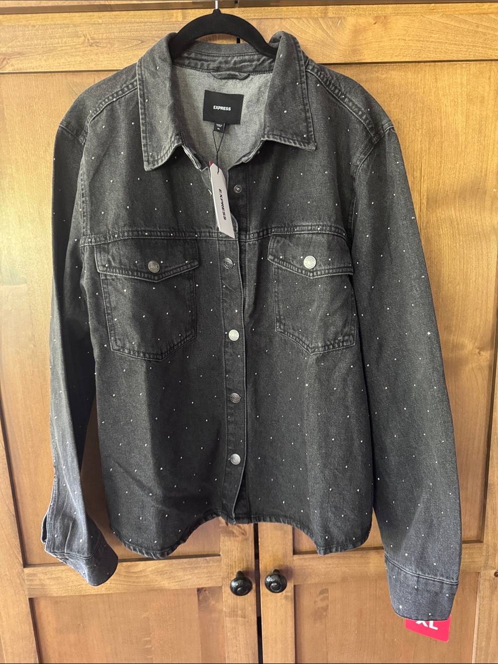 Express Black Denim XL Jacket with sparkle NWT